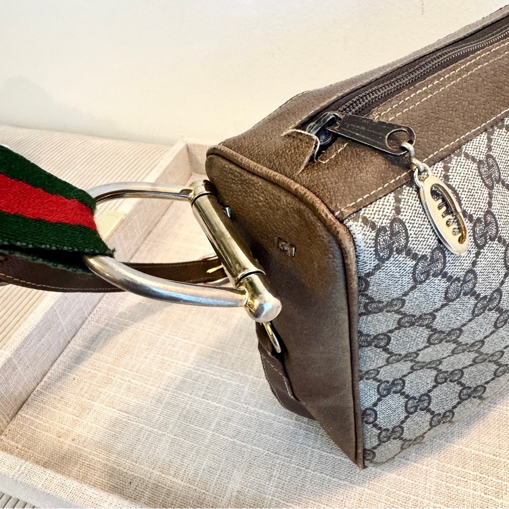 Gucci Vintage Monogram Crossbody Bag Sherry Web Stripe GG Supreme Coated Canvas - Picture 14 of 17